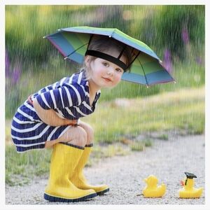 NEW UMBRELLA Rainbow Nylon Sun Snow Rain Portable Hat